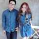 Mini Dress Karikatur Biru Tua - Dress Couple / Baju Pasangan / Fashion / Couple