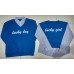 Sweater Lucky Boy Kombinasi Turquise - Mantel / Busana / Fashion / Couple / Pasangan / Babyterry / Kasual