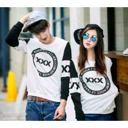 Sweater Triple X White Black - Mantel / Busana / Fashion / Couple / Pasangan / Babyterry / Kasual