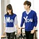 Sweater You Me Kombinasi Biru - Mantel / Busana / Fashion / Couple / Pasangan / Babyterry / Kasual