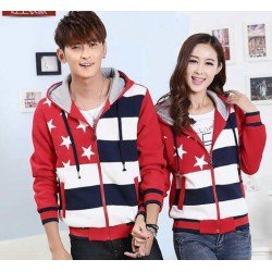 Jacket Bintang Lima Merah - Jacket Couple / Baju Pasangan / Grosir / Supplier Couple